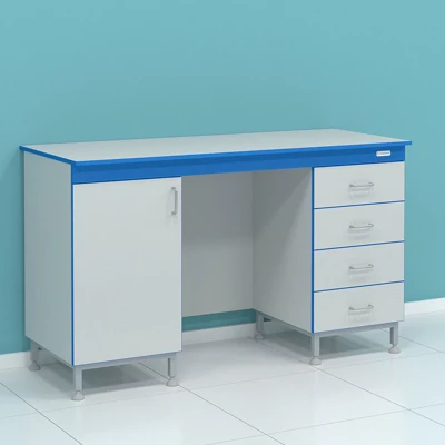 Стол пристенный на опорных тумбах с дверцами и ящиками серии Стандарт СТ.СПК.150.60.90 Л