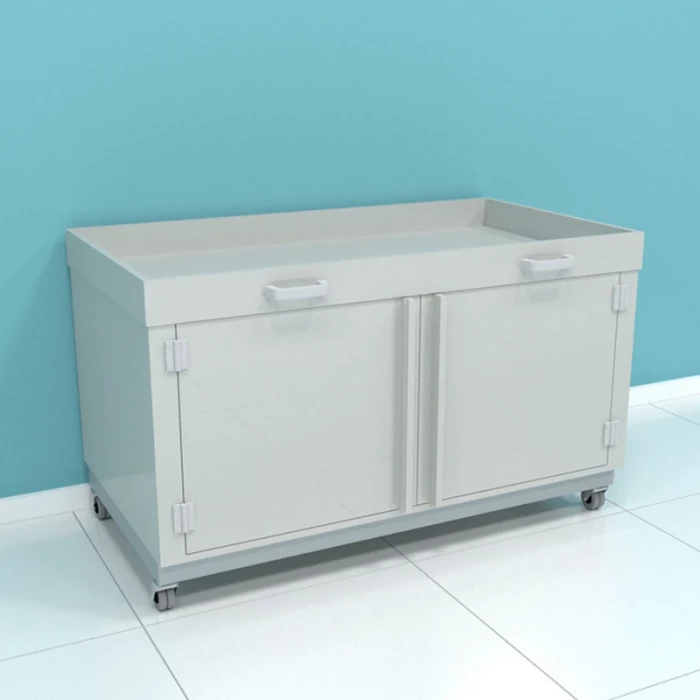 Тумба подкатная для перелива кислот с распашными дверцами ПП.ТПК.124 (под вытяжной шкаф ПП.ШВХ.124)