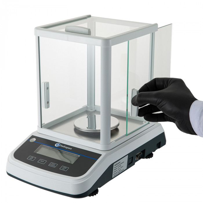 Весы электронные лабораторные 100 гр, точность 0,001 гр, ветровое стекло, Лаборио FA1003