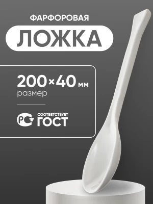 Ложка фарфоровая №3 (200 мм х 40 мм), ГОСТ 9147-80
