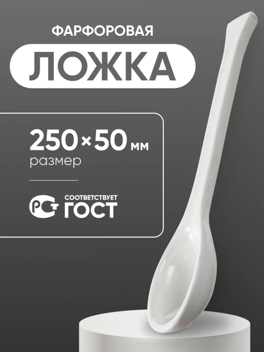 Ложка фарфоровая №4 (250 мм х 50 мм), ГОСТ 9147-80