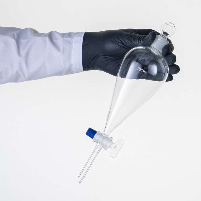 Воронка делительная грушевидная ВД-3-250 ТС, стеклянный кран, без делений