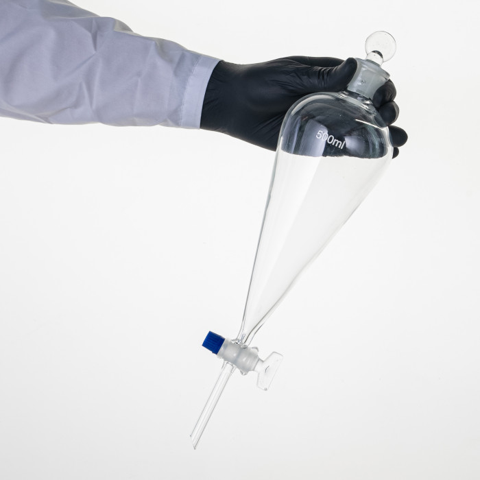 Воронка делительная грушевидная ВД-3-500 ТС, стеклянный кран, без делений