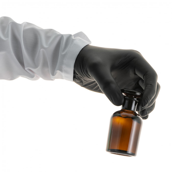 Склянка для реактивов СТУ-60 из темного стекла с узкой горловиной и притертой пробкой 60 мл