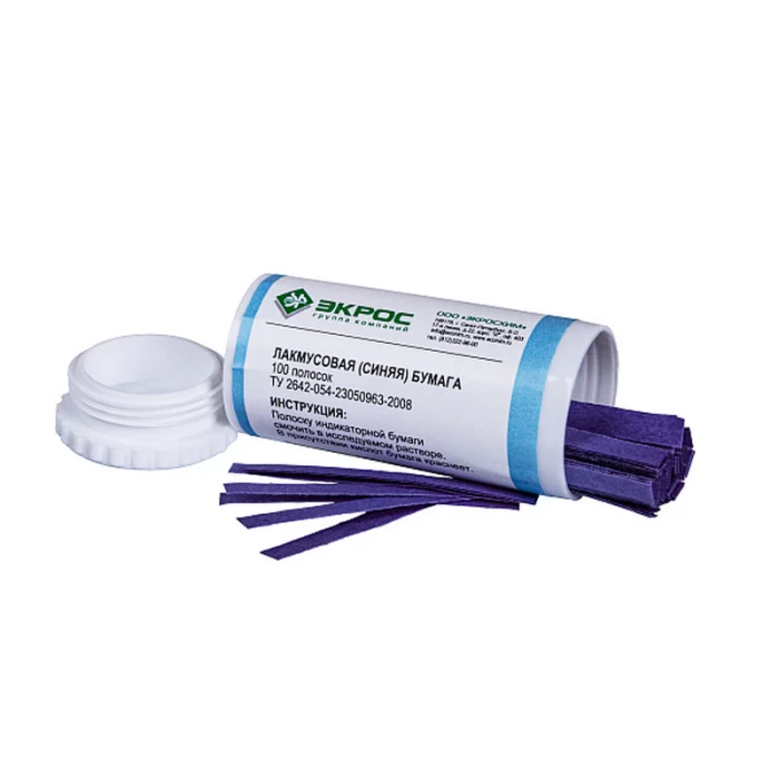 Бумага индикаторная лакмусовая синяя pH 5-8, уп. 100 шт. Экрос