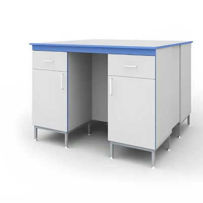 Островной стол лабораторный с дверцами и выдвижными ящиками СТ.СОДЯ.150.150.90 HPL0.9