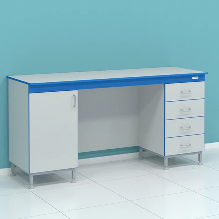 Стол пристенный на опорных тумбах с дверцами и ящиками серии Стандарт СТ.СПК.180.60.90 HPL0.9