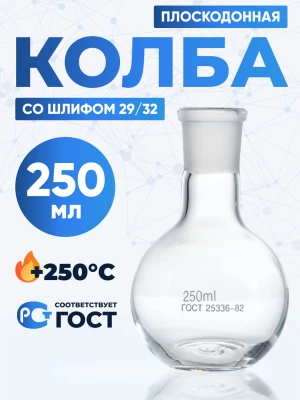 Колба плоскодонная 250 мл, П-1-250-29/32 ТС