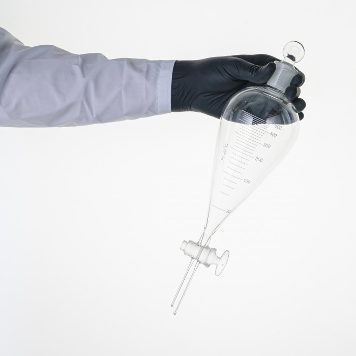 Воронка делительная грушевидная ВД-3-500 ТС, стеклянный кран, с делениями