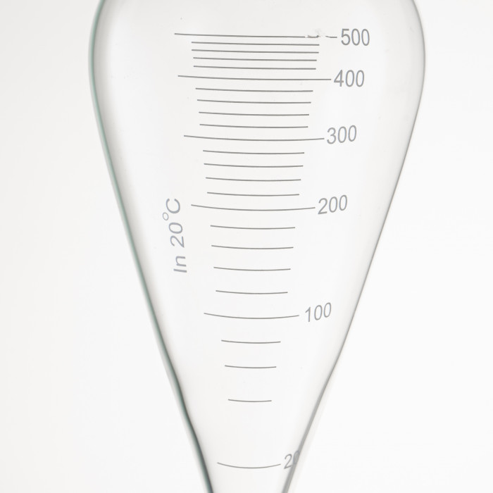 Воронка делительная грушевидная ВД-3-500 ТС, стеклянный кран, с делениями