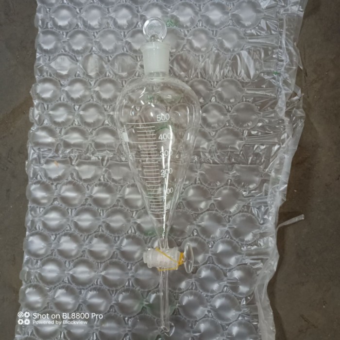 Воронка делительная грушевидная ВД-3-500 ТС, стеклянный кран, с делениями