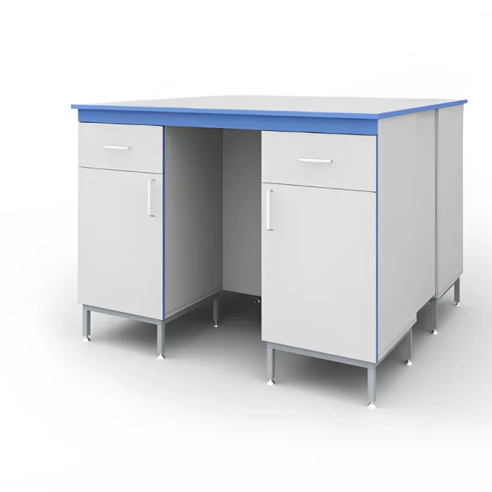 Островной стол лабораторный с дверцами и выдвижными ящиками СТ.СОДЯ.150.150.90 HPL16