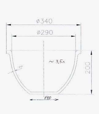 Бак фарфоровый №1, 3,5 л (270 мм х 138 мм), ГОСТ 9147-80