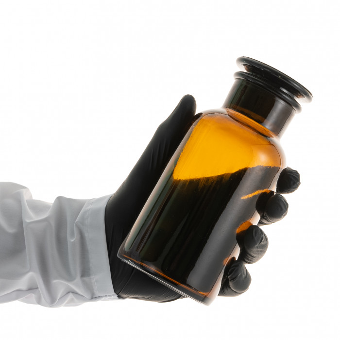 Склянка для реактивов СТШ-500 из темного стекла с широкой горловиной и притертой пробкой 500 мл