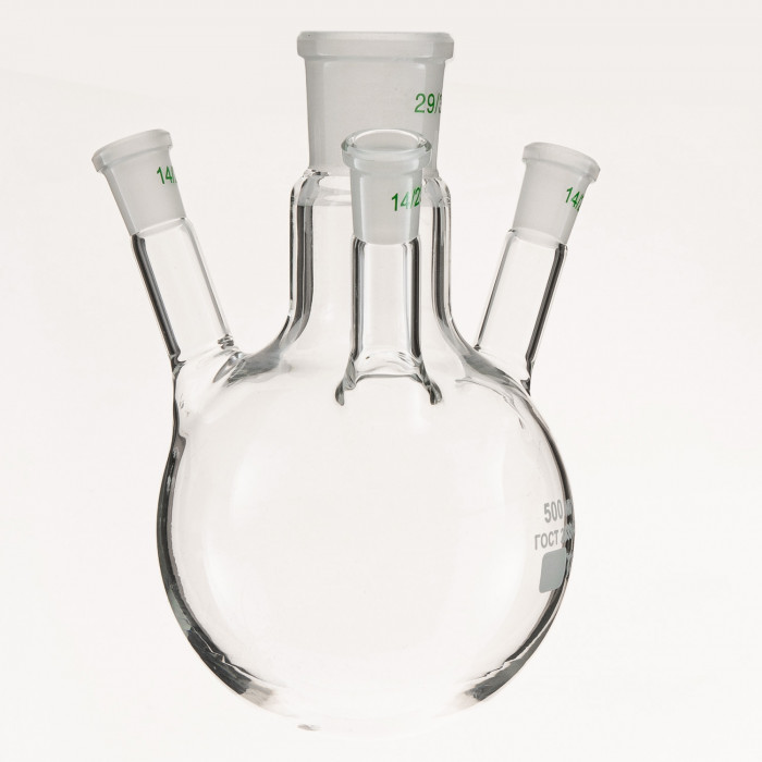 Колба четырехгорлая 500 мл, КГУ-4-1-500-29/32-14/23-14/23-14/23 ТС