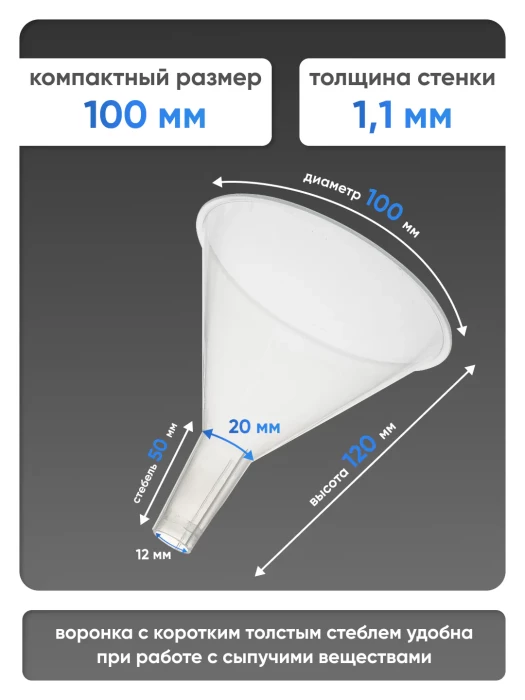 Воронка п/п 100 мм, короткий стебель, Лаборио