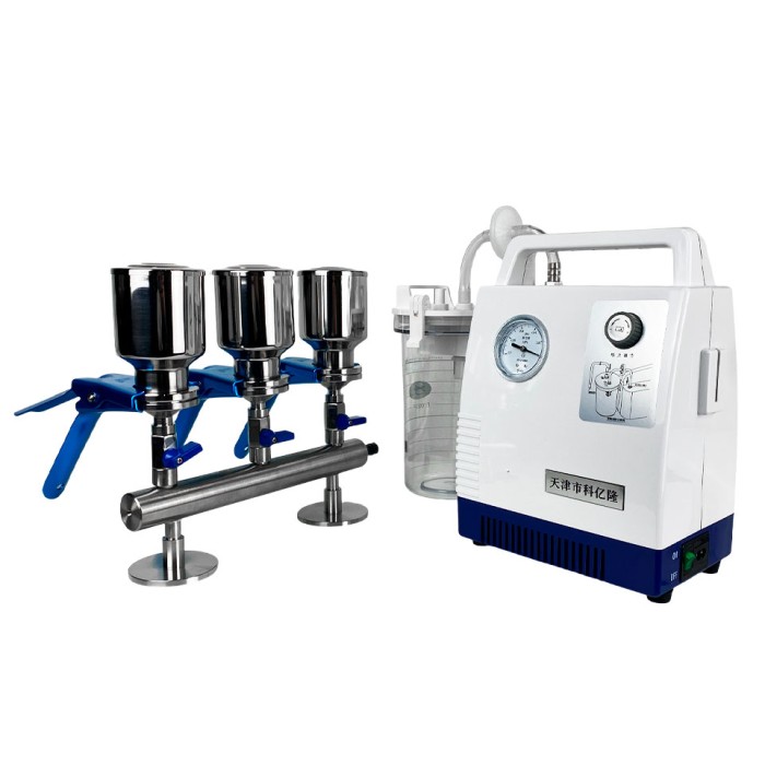 Прибор вакуумного фильтрования ПВФ-47-3 (нерж. сталь, воронка 47 мм, 3х250 мл, насос с колбой-ресивером)