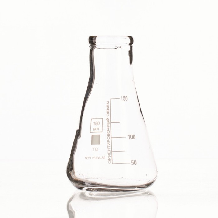 Колба коническая 150 мл (лабораторная: исполнение 2 - с цилиндрической горловиной, тип КН, термостойкая) КН-2-150-34 ТС