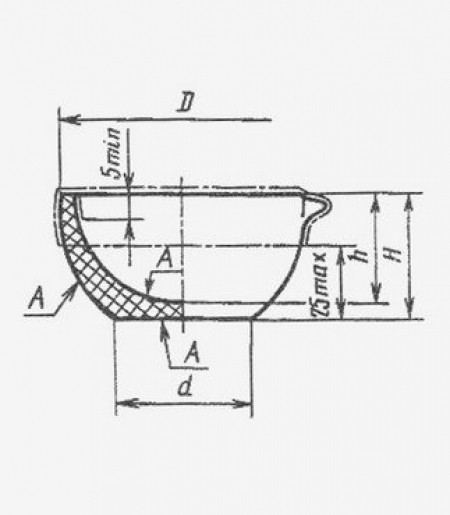 Ступка фарфоровая №2 (70 мм х 40 мм), ГОСТ 9147-80