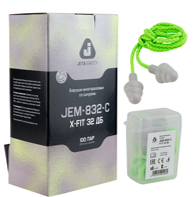 JEM-832-C Беруши многоразовые из термопластичной резины X-Fit 32дБ с соединительным шнуром в пластиковом боксе, хлопковый шнур