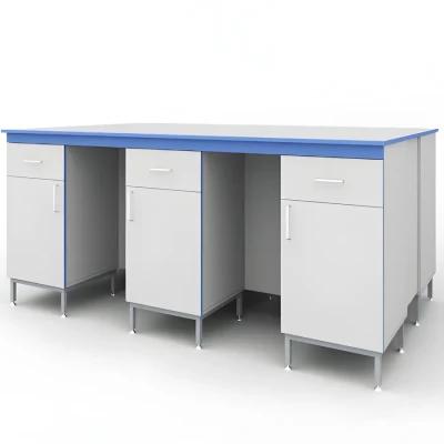 Островной стол лабораторный с дверцами и выдвижными ящиками СТ.СОДЯ.240.150.90 МК