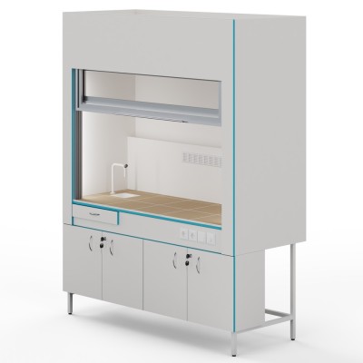 Вытяжной шкаф с сантехникой и столешницей из керамогранитной плитки ШВ НВК 1800 КГ+