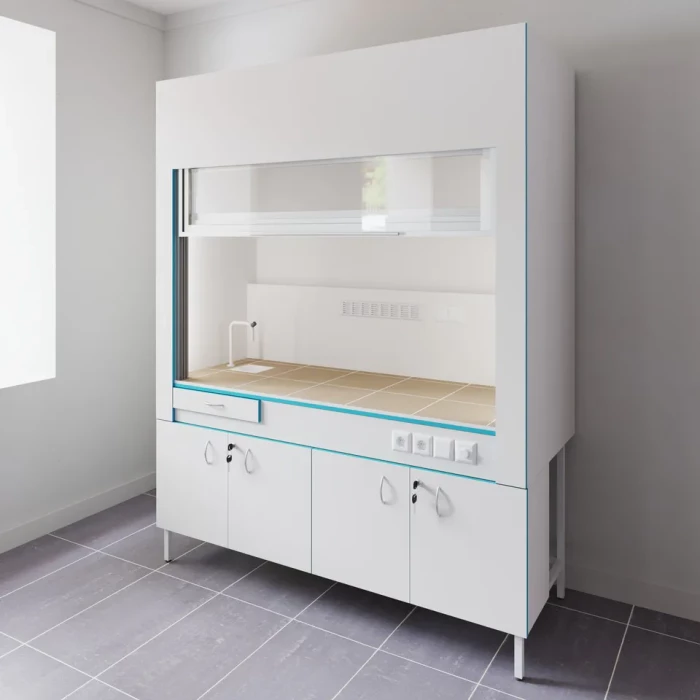 Вытяжной шкаф с сантехникой и столешницей из керамогранитной плитки ШВ НВК 1800 КГ+