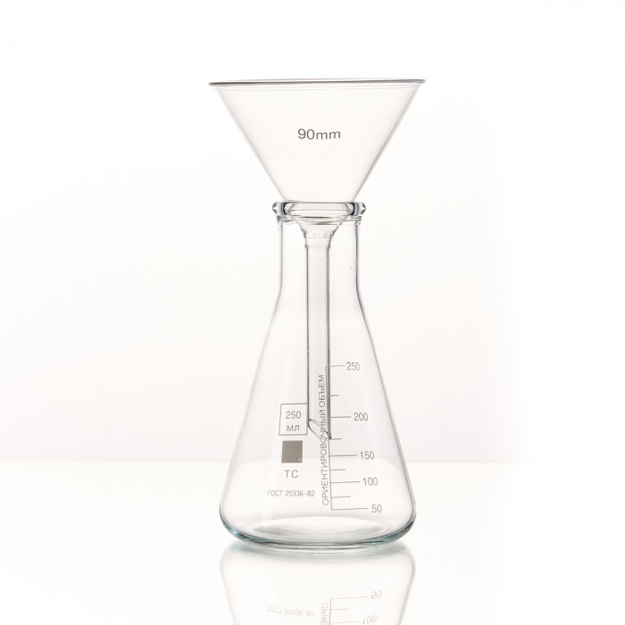 Воронка лабораторная В-90 мм, диаметр 90 мм ТС, стекло