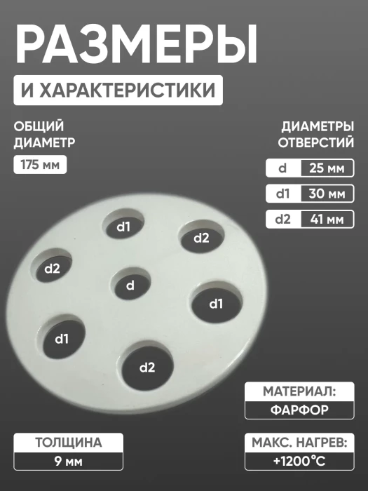 Вставка фарфоровая для эксикатора 180 мм, диаметр 175 мм (исп.1), ГОСТ 9147-80
