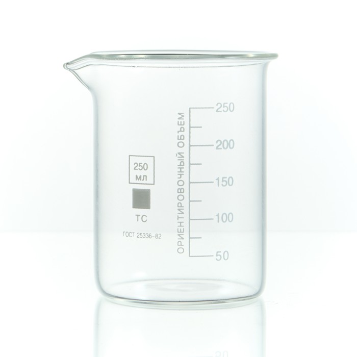 Набор лабораторных стаканов (тип Н, низкий с делениями и носиком, термостойкий) ТС 2000, 1000, 500, 250 мл, 5120