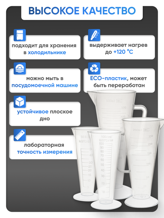 Мензурка п/п коническая 50 мл