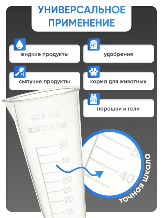 Мензурка п/п коническая 50 мл