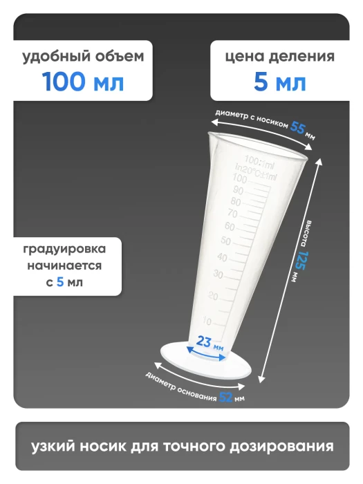 Мензурка п/п коническая 100 мл