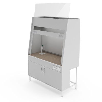 Вытяжной шкаф со столешницей из керамогранитной плитки и с сантехникой Теолаб ШВ-1500 КГ-С