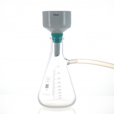 Набор для вакуумного фильтрования на 1000 мл (Бунзена 1000 мл, Бюхнера 100 мм, фильтр белая лента 12,5 см, трубка 2 метра 8 мм)