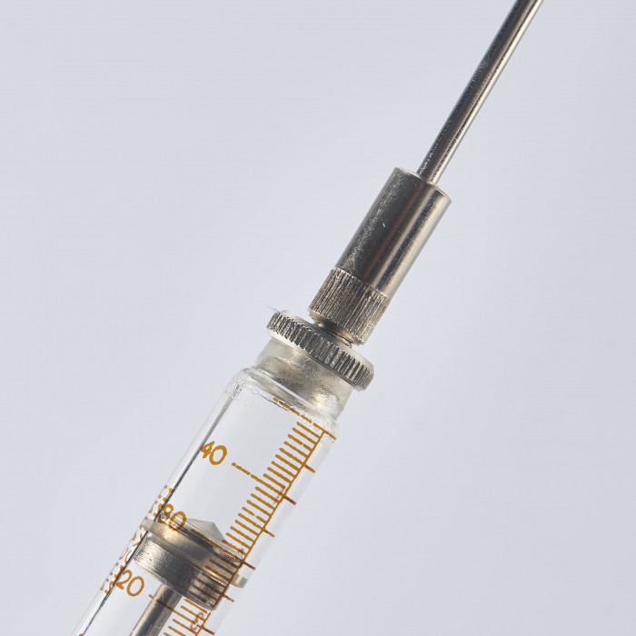 Шприц лабораторный стеклянный с насадкой для вливаний, 5 куб.см, ММИЗ