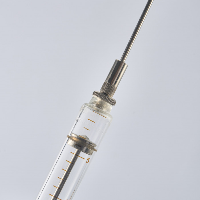 Шприц лабораторный стеклянный с насадкой для вливаний, 10 куб.см, ММИЗ