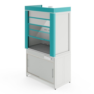 Металлический вытяжной шкаф с отсеком для хранения кислот и без сантехники ШВМп НВК 1200 МОН (1260×725×2220)