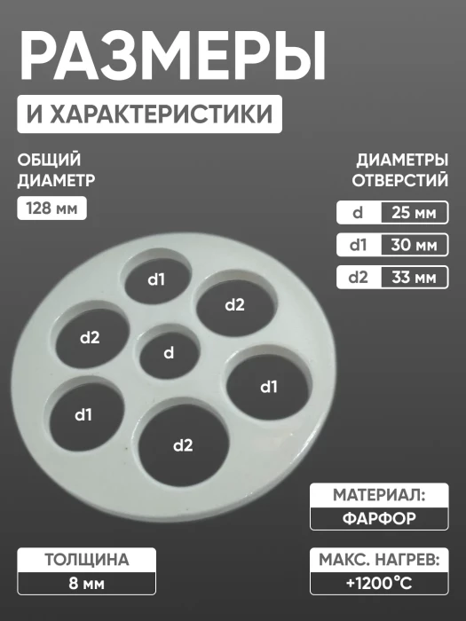 Вставка фарфоровая для эксикатора 150 мм, диаметр 128 мм (исп.1), ГОСТ 9147-80