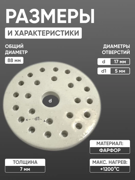 Вставка фарфоровая для эксикатора 120 мм, диаметр 88 мм (исп.2), ГОСТ 9147-80