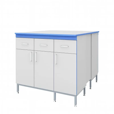 Островной стол лабораторный СТ.СОК.120.150.90 с ящиками и дверцами КГ