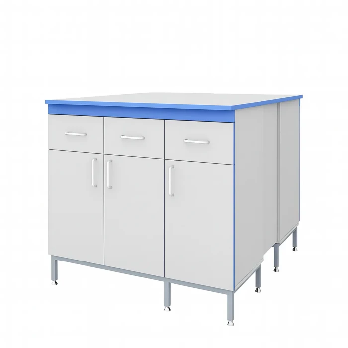 Островной стол лабораторный СТ.СОК.120.150.90 с ящиками и дверцами КГ