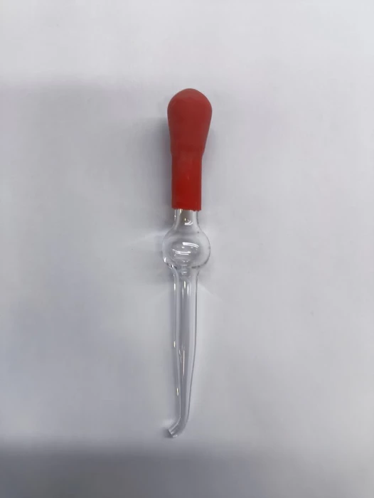 Пипетка-капельница 100мм изогнутая с резервуаром с латексной грушей