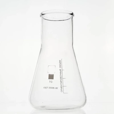 Колба коническая 100 мл (лабораторная: исполнение 2 - с цилиндрической горловиной, тип КН, термостойкая) КН-2-100-34 ТС