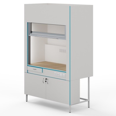 Вытяжной шкаф со столешницей из керамогранитной плитки Теолаб ШВ-1500 КГ-Комфорт