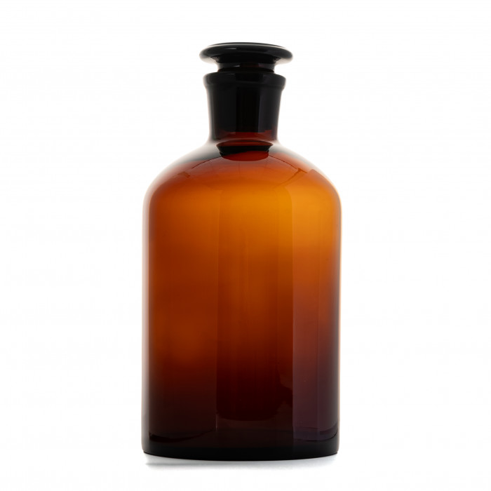 Склянка для реактивов СТУ-20000 из темного стекла с узкой горловиной и притертой пробкой 20000 мл