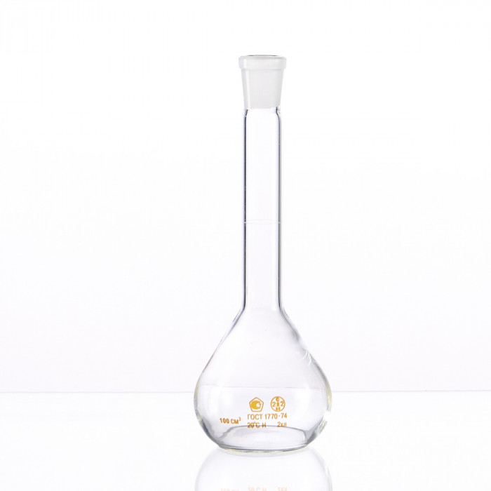 Колба мерная 100 мл, 2-100-2 (пришлифованная стеклянная пробка)