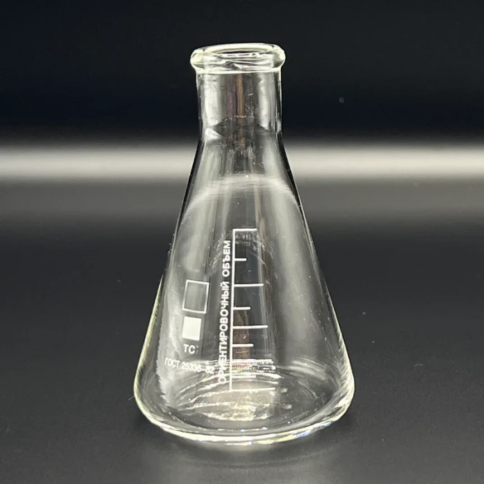 Колба коническая 200 мл (лабораторная: исполнение 2 - с цилиндрической горловиной, тип КН, термостойкая) КН-2-200-29 ТС