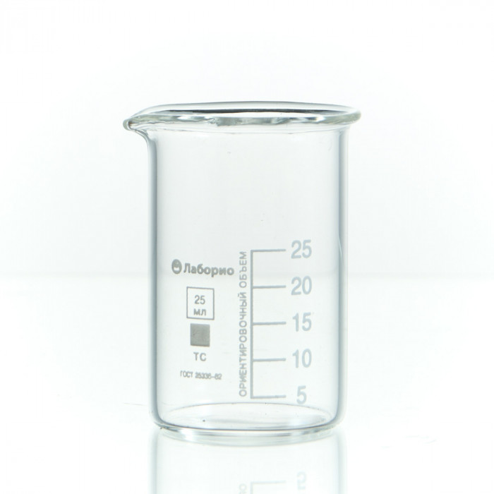 Набор стаканов (тип Н, низкий с делениями и носиком, термостойкий) ТС 250, 150, 100, 50, 25 мл, 3943