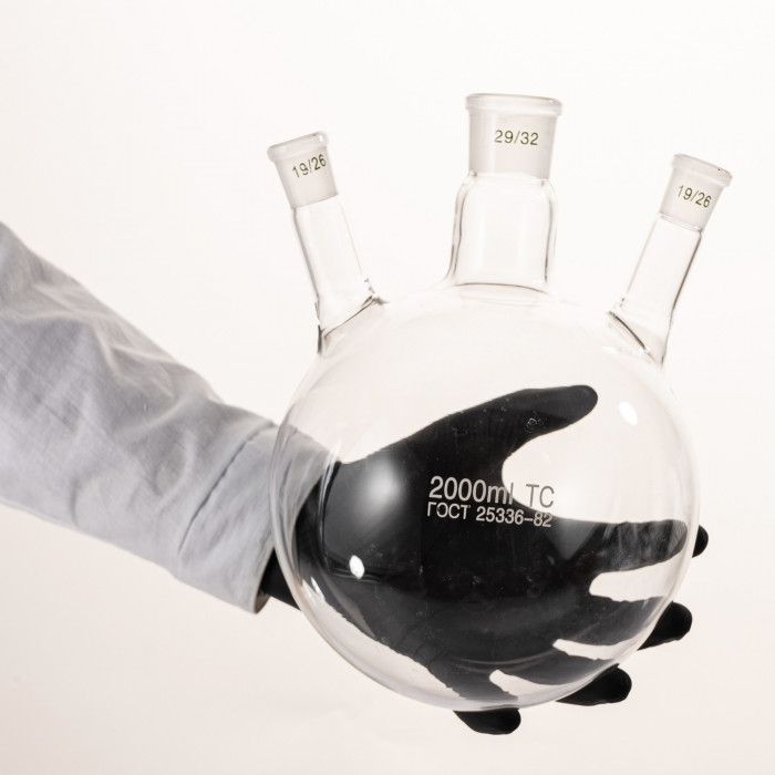 Колба трехгорлая 2000 мл, КГУ-3-1-2000-29/32-19/26-19/26 ТС